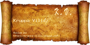 Kruppa Villő névjegykártya